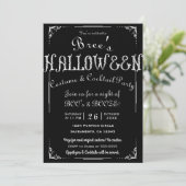 Zwart & Wit Oude  Elegante Halloween Party Kaart (Staand voorkant)