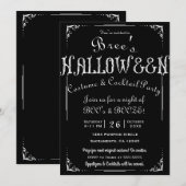 Zwart & Wit Oude  Elegante Halloween Party Kaart (Voorkant / Achterkant)