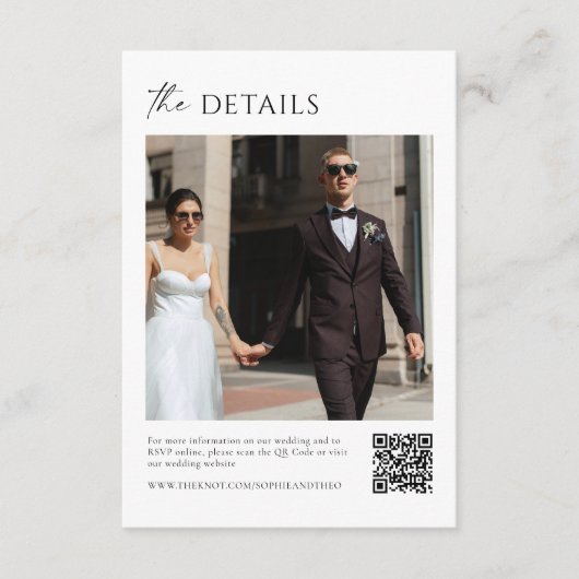 Zwart-wit Oude Geld Trouwgegevens QR Code Informatiekaartje (Voorkant)