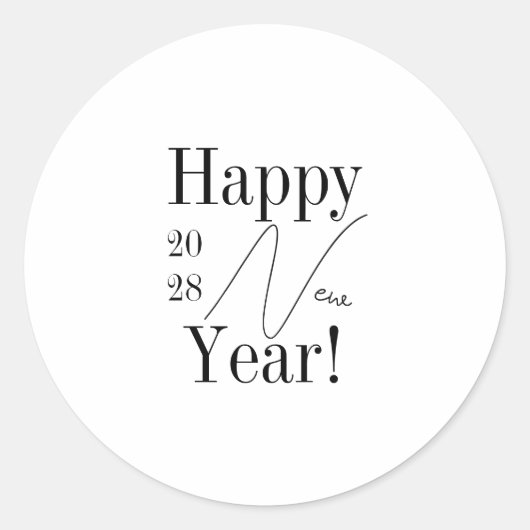 Zwart-wit Oudjaarsfeest Ronde Sticker (Voorkant)