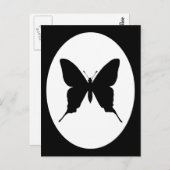 Zwart-wit Ovaal Lijst Vlinder Silhouet Briefkaart (Voorkant / Achterkant)