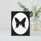 Zwart-wit ovale frame vlinder silhouet briefkaart (Staand voorkant)