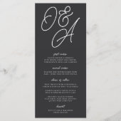 Zwart & Wit Overgroot Monogram Huwelijk Menu (Voorkant)