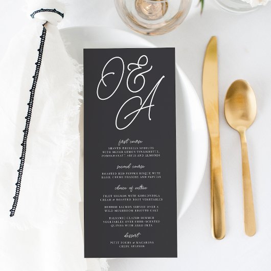Zwart & Wit Overgroot Monogram Huwelijk Menu