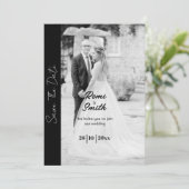 Zwart-wit Overlay foto bruiloft uitnodiging (Staand voorkant)