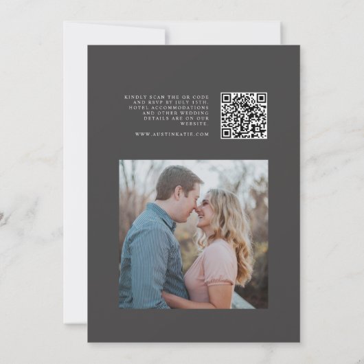 Zwart-wit overmaats script foto RSVP Weddenschap Kaart (Achterkant)