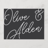 Zwart-wit overmaats script keuze RSVP Briefkaart (Voorkant)