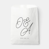 Zwart-wit overmaats script monogram bruiloft bedankzakje (Voorkant)