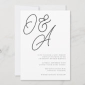 Zwart-wit overmaats script monogram bruiloft kaart (Voorkant)