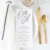 Zwart-wit overmaats script monogram bruiloft menu