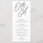Zwart-wit overmaats script monogram bruiloft menu (Voorkant)