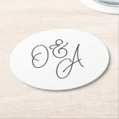 Zwart-wit overmaats script monogram bruiloft ronde kartonnen onderzetter (Gebogen)