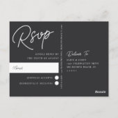 Zwart-wit overmaats script RSVP Briefkaart (Achterkant)