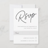 Zwart-wit overmaats script traditioneel RSVP kaartje (Voorkant)