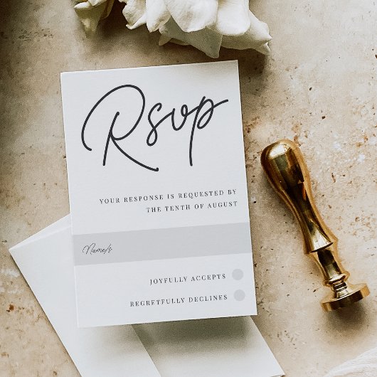 Zwart-wit overmaats script traditioneel RSVP kaartje