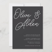 Zwart-wit overmaats Script Weddenschap Kaart (Voorkant)