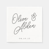 Zwart-wit overmaatse Script Names Weddenschap Servet (Voorkant)