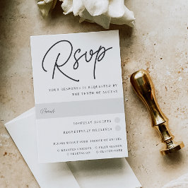 Zwart-wit overmaatse scriptmaaltijd keuze RSVP kaartje