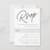 Zwart-wit overmaatse scriptmaaltijd keuze RSVP kaartje (Voorkant)