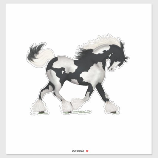 Zwart & Wit Overo Gypsy Vanner Horse Pony Sticker (Vel)