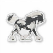 Zwart & Wit Overo Gypsy Vanner Horse Pony Sticker (Voorkant)