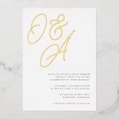Zwart & Wit Oversized Script Monogram Huwelijk Folie Uitnodiging (Voorkant)