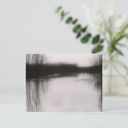 Zwart-wit Overstroomd Veld Briefkaart (Staand voorkant)