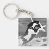 Zwart-wit oververf paard sleutelhanger (voorkant)