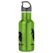 Zwart-wit oververf paard waterfles  (Achterkant)