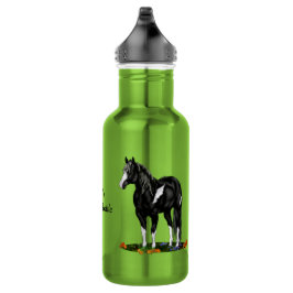 Zwart-wit oververf paard waterfles