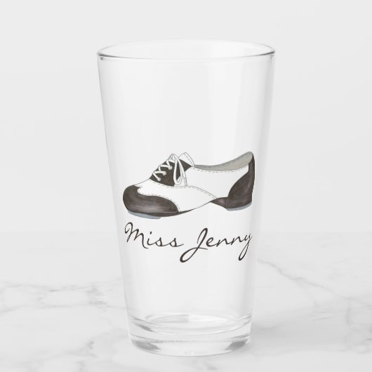 Zwart-wit Oxford Tap Dance Shoe-leraar Glas (Voorkant)