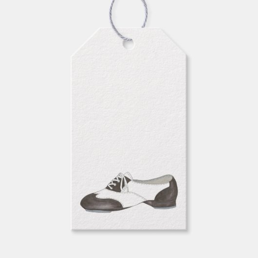 Zwart-wit Oxford Tap Shoe Dance Teacher Cadeaulabel (Voorkant)