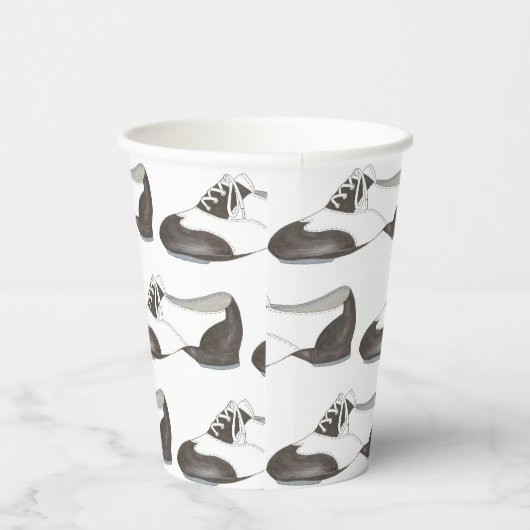 Zwart-wit Oxford Tap Shoe Dance Teacher Papieren Bekers (Rechts)