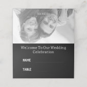 Zwart & Wit Paar Foto Bruiloft Receptie Naam Plaatskaartje (Buitenkant ongevouwen)