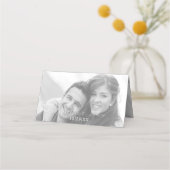 Zwart & Wit Paar Foto Bruiloft Receptie Naam Plaatskaartje (Achterkant)