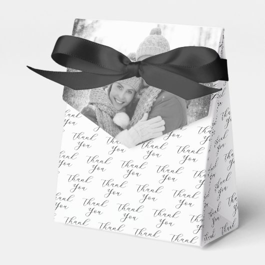 Zwart-wit paar foto | Dank je bruiloft Bedankdoosjes (Voorkant Zijde)