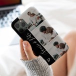 Zwart wit paar namen 3 foto's collage raster Case-Mate iPhone case<br><div class="desc">Moderne paren van het zwarte en witte hart noemen 4 foto's collage raster,  het perfecte cadeau voor een paar of beste vrienden.</div>