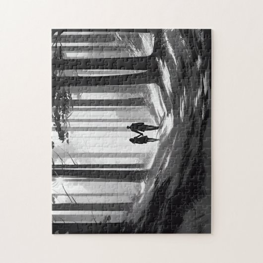 Zwart & Wit Paar Silhouet in Vorst Legpuzzel (Verticaal)
