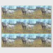 Zwart wit paard cadeaupapier (Vlak)