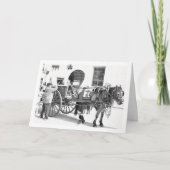 Zwart-wit paard en vintage wagen portret kaart (Voorkant)