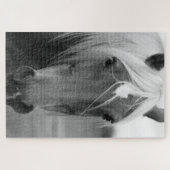 Zwart-wit paard fotografie legpuzzel (Horizontaal)