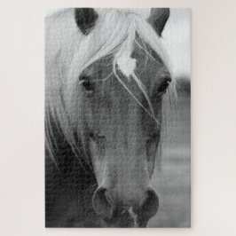 Zwart-wit paard fotografie legpuzzel