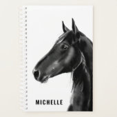 Zwart-wit paard gepersonaliseerd planner (Voorkant)