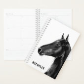 Zwart-wit paard gepersonaliseerd planner (Display)