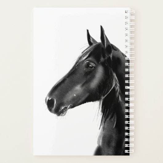 Zwart-wit paard gepersonaliseerd planner (Achterkant)