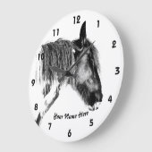 Zwart-wit paard grote klok (Hoek)