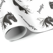 Zwart wit paard hoofd cadeaupapier (Rol Hoek)
