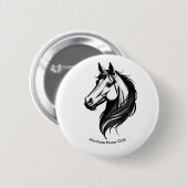 Zwart-wit paard hoofd illustratie ronde button 5,7 cm (Voorkant /achterkant)