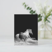 Zwart-wit paard in actie briefkaart (Staand voorkant)