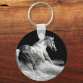 Zwart-wit paard in actie sleutelhanger (Voorkant)